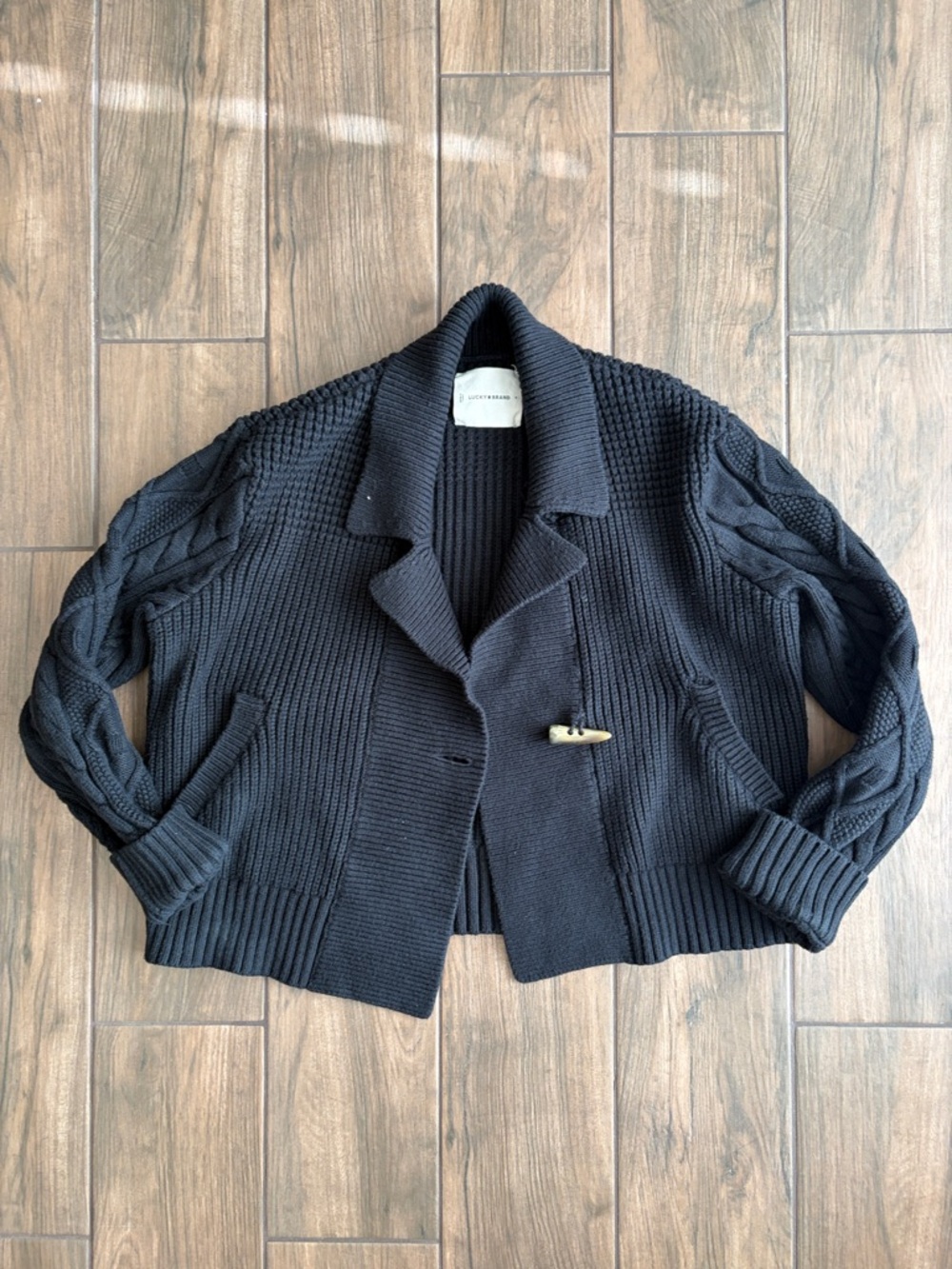 Black Chunky Knit Toggle Cardigan